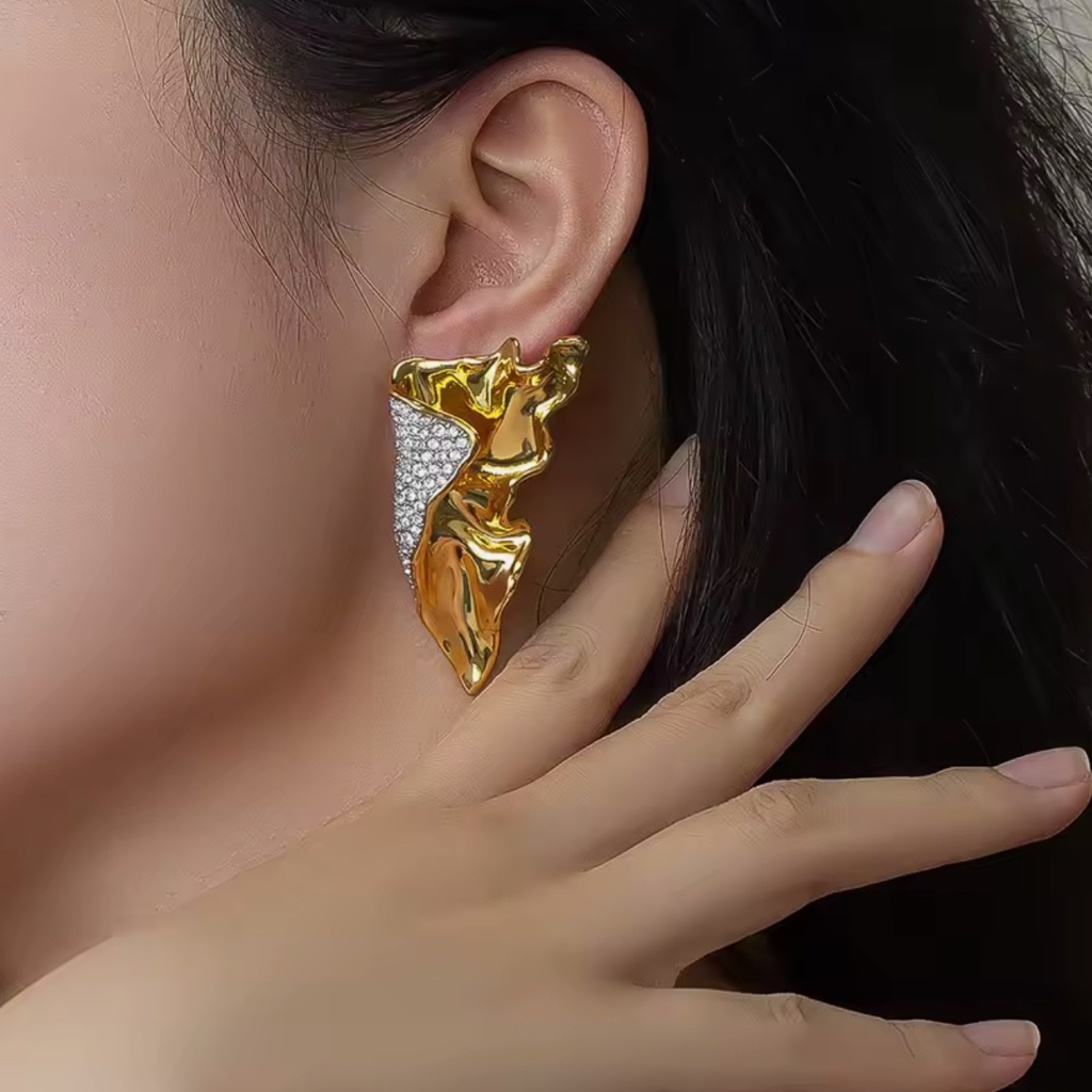 Crystal Earrings Gold Fold Over Alexis Bittar Solanales Style F20